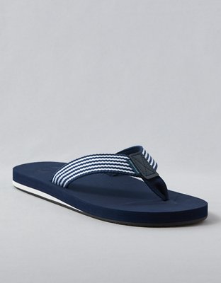 Ae Mens Striped Webbing Flip Flop Men s Navy 12