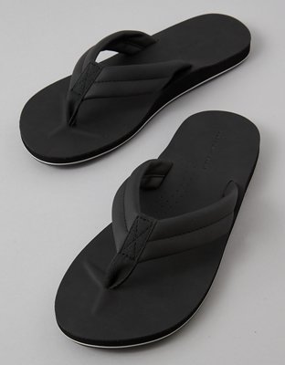 Мужские сандалии American Eagle AE Leather Flip-Flop, цвет: Чёрный — фото 2