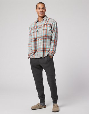 Joggers and flannel outlet shirt