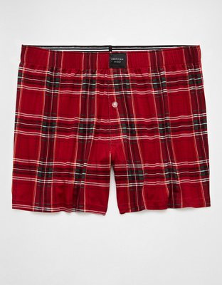 AEO Men's Plaid Slim Knit Ultra Soft Boxer Short