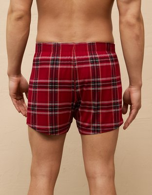 AEO Mens Plaid Slim Knit Ultra Soft Boxer Short