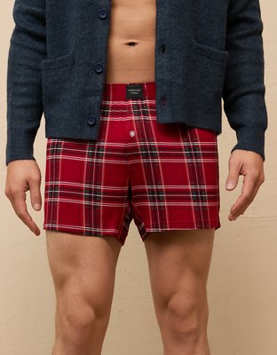 AEO Mens Plaid Slim Knit Ultra Soft Boxer Short