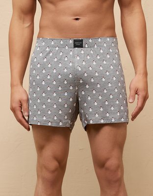 AEO Men's Mini Snowmen Slim Knit Ultra Soft Boxer Short