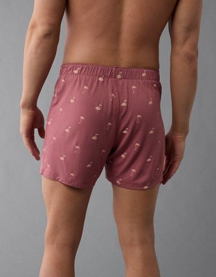 AEO Mens Flamingos Slim Knit Ultra Soft Boxer Short