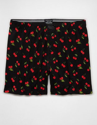 AEO Mens Cherries Slim Knit Ultra Soft Boxer Short