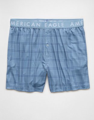 AEO Mens Plaid Ultra Soft Pocket Boxer Short