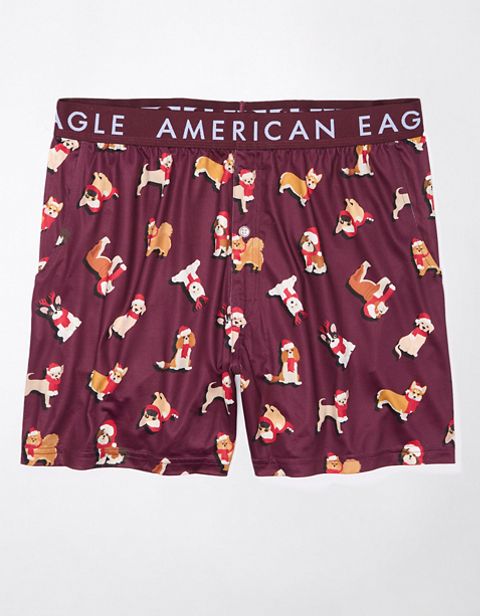 Мужские брюки American Eagle AEO Christmas Dogs Ultra Soft Pocket Boxer Short