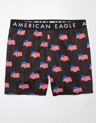 AEO Mens USA Flag Ultra Soft Pocket Boxer Short