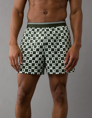 AEO Short Bóxer Ultra Suave a Cuadros con Tréboles del Día de San Patricio con Bolsillo para Hombre