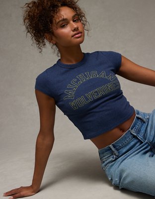 AE Michigan Wolverines Graphic Cropped Baby Tee
