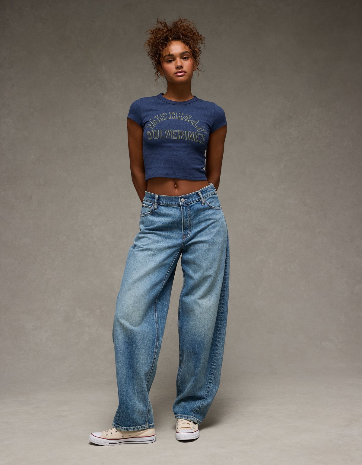 AE Michigan Wolverines Graphic Cropped Baby Tee - image 5