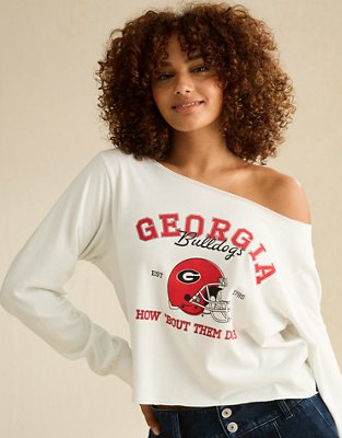 AE Georgia Bulldogs Off-the-Shoulder Graphic T-Shirt