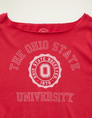 AE Ohio State Buckeyes Off-the-Shoulder Graphic T-Shirt