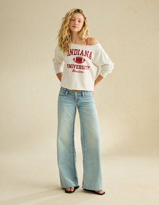 AE Indiana Hoosiers Off-the-Shoulder Graphic T-Shirt