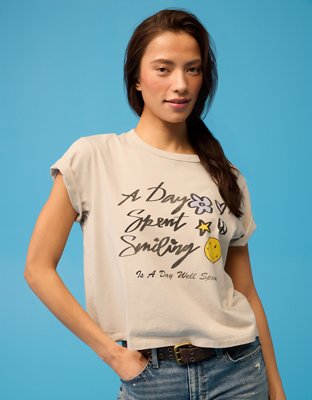 AE | Smiley® Cropped Graphic T-Shirt