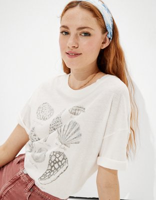 Женские футболки American Eagle AE For Surfrider Oversized Seashell Graphic T-Shirt — фото 5