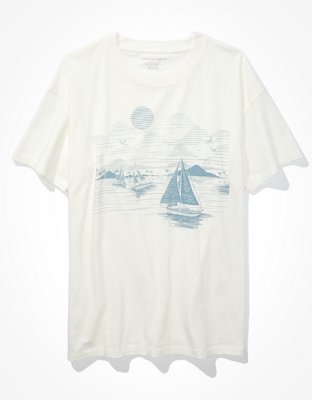 Женские футболки American Eagle AE Oversized Sailboat Graphic T-Shirt — фото 3