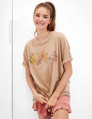 Женские футболки American Eagle AE Oversized Floral Graphic T-Shirt — фото 4