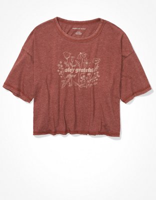 AE Cropped Stay Grateful Graphic T-Shirt