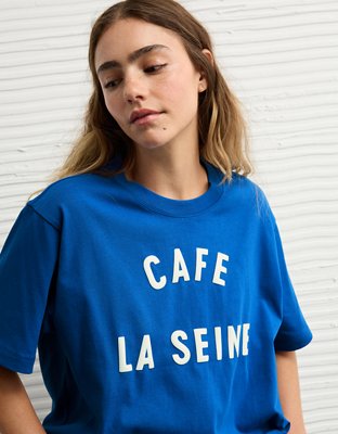 Straight Up Tour Tee 青　XL AE Boxy Destination Graphic T-Shirt