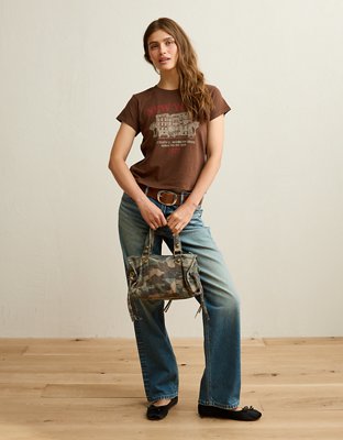 Женская футболка American Eagle AE NYC Graphic, цвет: Шоколадный — фото 4