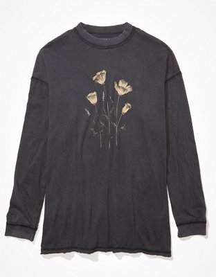 Natural Neck Graphic Long Sleeve T-shirt