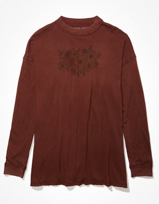 Женские футболки American Eagle AE Long-Sleeve Oversized Graphic True Tee — фото 3