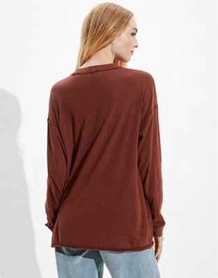 Женские футболки American Eagle AE Long-Sleeve Oversized Graphic True Tee — фото 2