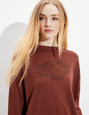 Женские футболки American Eagle AE Long-Sleeve Oversized Graphic True Tee — фото 4