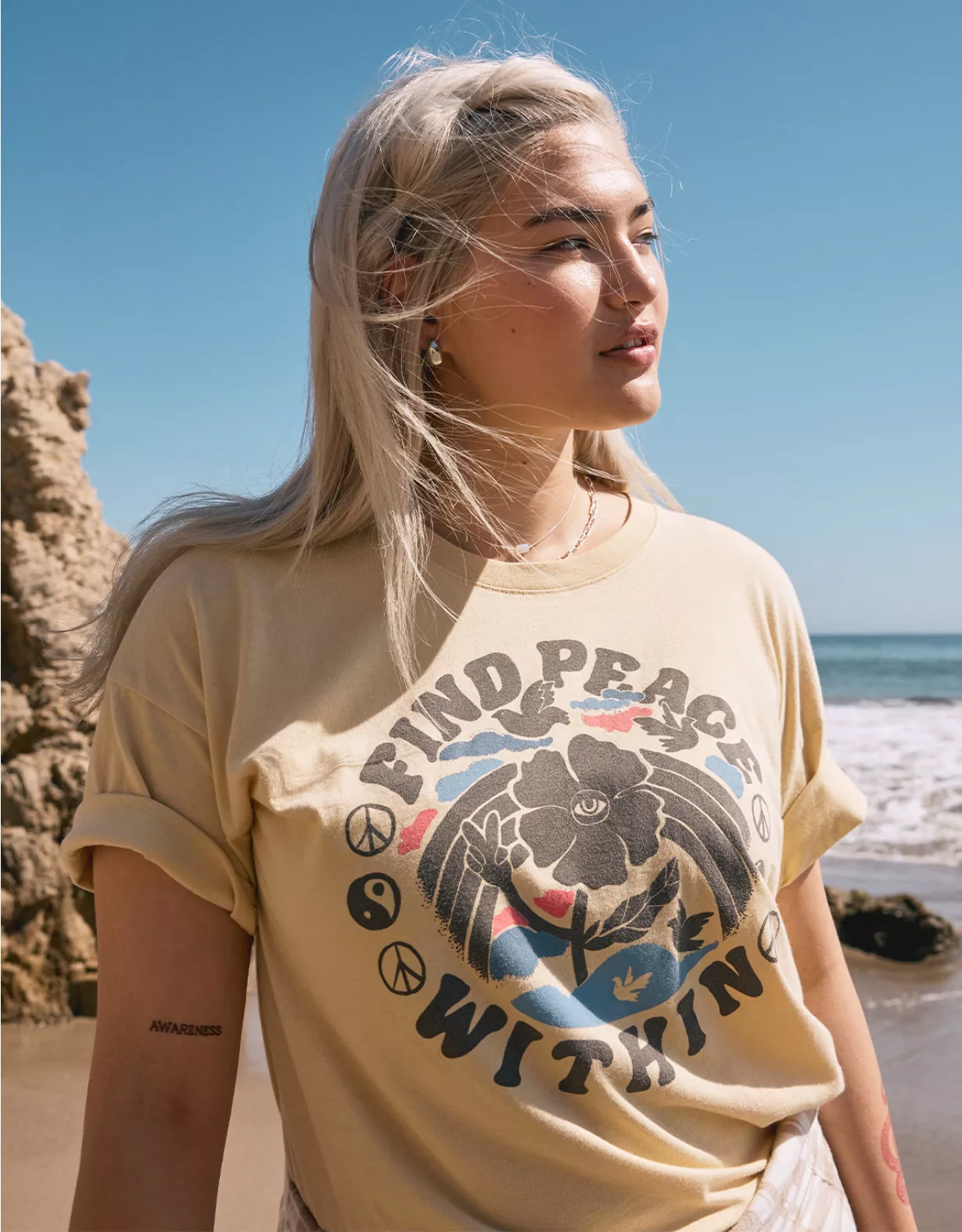 AE Oversized Find Peace Within Graphic Tee