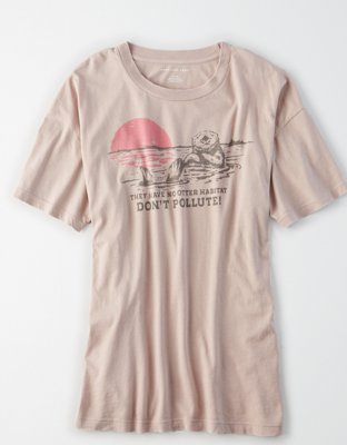Женские футболки American Eagle AE Oversized Don't Pollute Graphic T-Shirt — фото 3