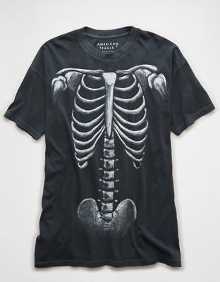 AE Glow-In-The-Dark Skeleton Halloween Graphic T-Shirt