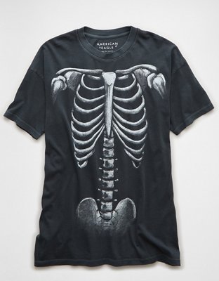 AE Glow-In-The-Dark Skeleton Halloween Graphic T-Shirt