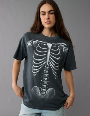 AE Glow-In-The-Dark Skeleton Halloween Graphic T-Shirt