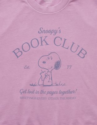 Женская футболка American Eagle AE Boxy Snoopy Graphic, цвет: Фиолетовый — фото 6