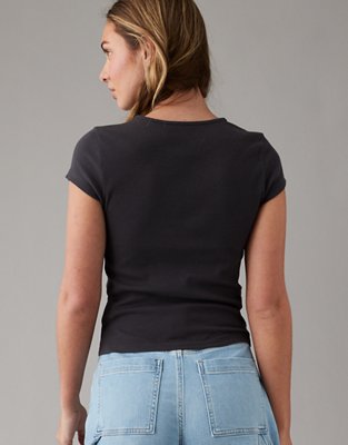 Женские футболки American Eagle AE Hey Baby Ribbed T-Shirt — фото 2