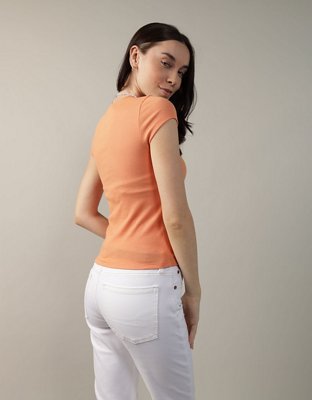 Женские футболки American Eagle AE Hey Baby Short-Sleeve Ribbed Tee — фото 2