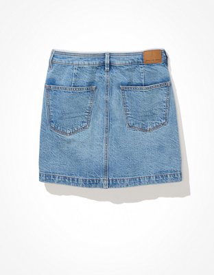 AE Button-Front Denim Mini Skirt