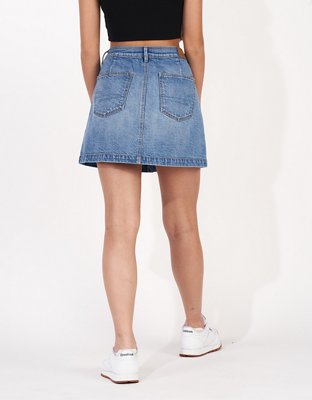 AE Button-Front Denim Mini Skirt