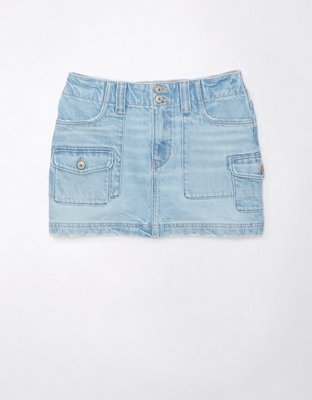 Женские юбки American Eagle AE Stretch Low-Rise A-Line Denim Cargo Mini Skirt — фото 3
