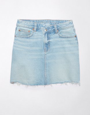 AE Stretch Crossover High Waisted Perfect Denim Mini Skirt Yorkdale Mall