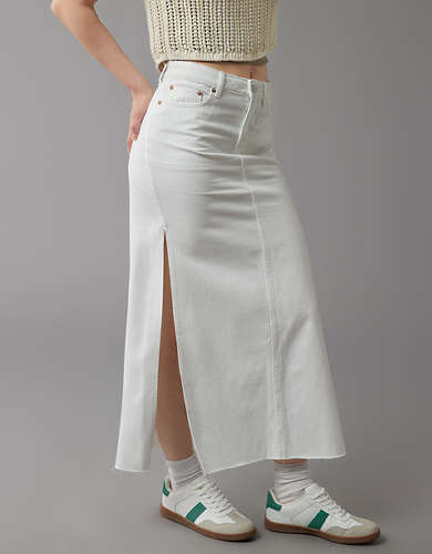AE Low-Rise Denim Maxi Skirt