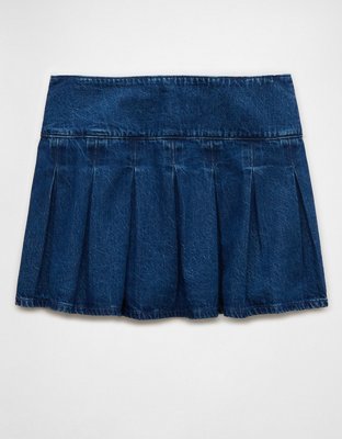 AE Mini Skort Plisada Cintura Alta de Denim