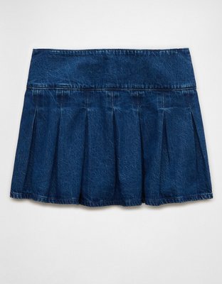 AE High-Waisted Pleated Denim Mini Skort