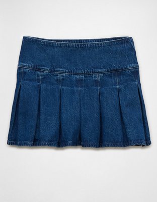 AE Mini Skort Plisada Cintura Alta de Denim
