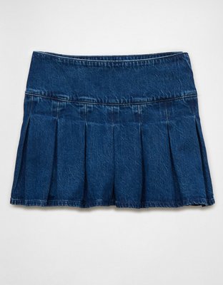 AE High-Waisted Pleated Denim Mini Skort