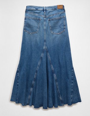 AE Low-Rise Pieced Denim Maxi Skirt