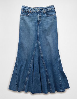 AE Low-Rise Pieced Denim Maxi Skirt