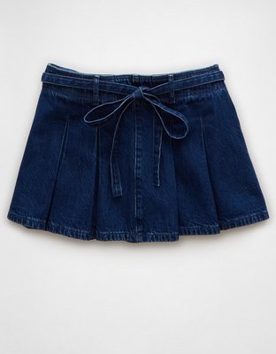 AE Pleated Denim Mini Skort
