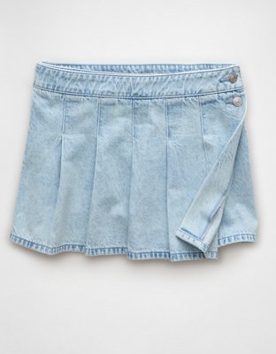 AE Pleated Denim Mini Skort